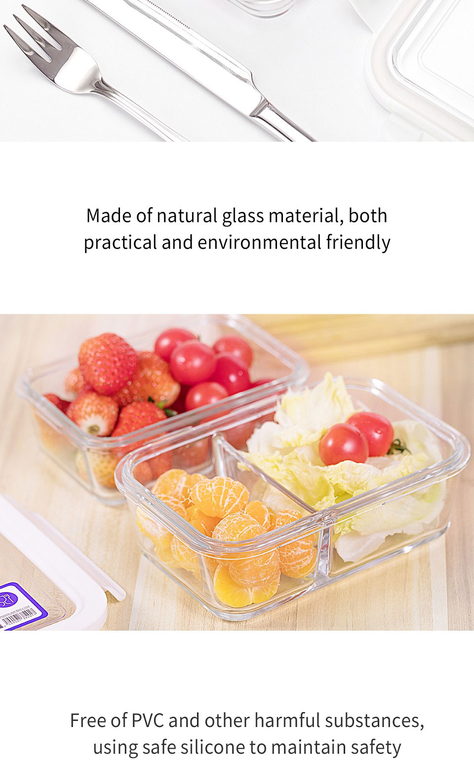 MINISO Marvel Bento Box, Lunch Box Double-layer Contanier Glass BPA Free  for Kids Student School Office 12oz, Captain America 